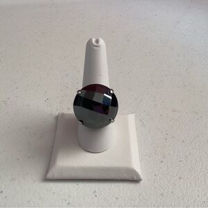 Faceted Hematite Ring Stainless Steel setting